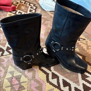 Isabel Marant Black Heeled Boots with Silver Accents